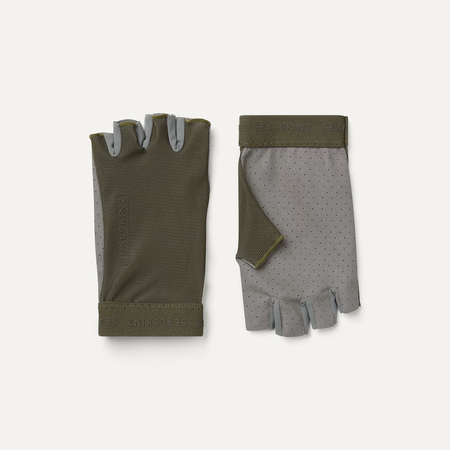 Sealskinz Brinton Perforated Palm Fingerless Cycling Gloves - Olive