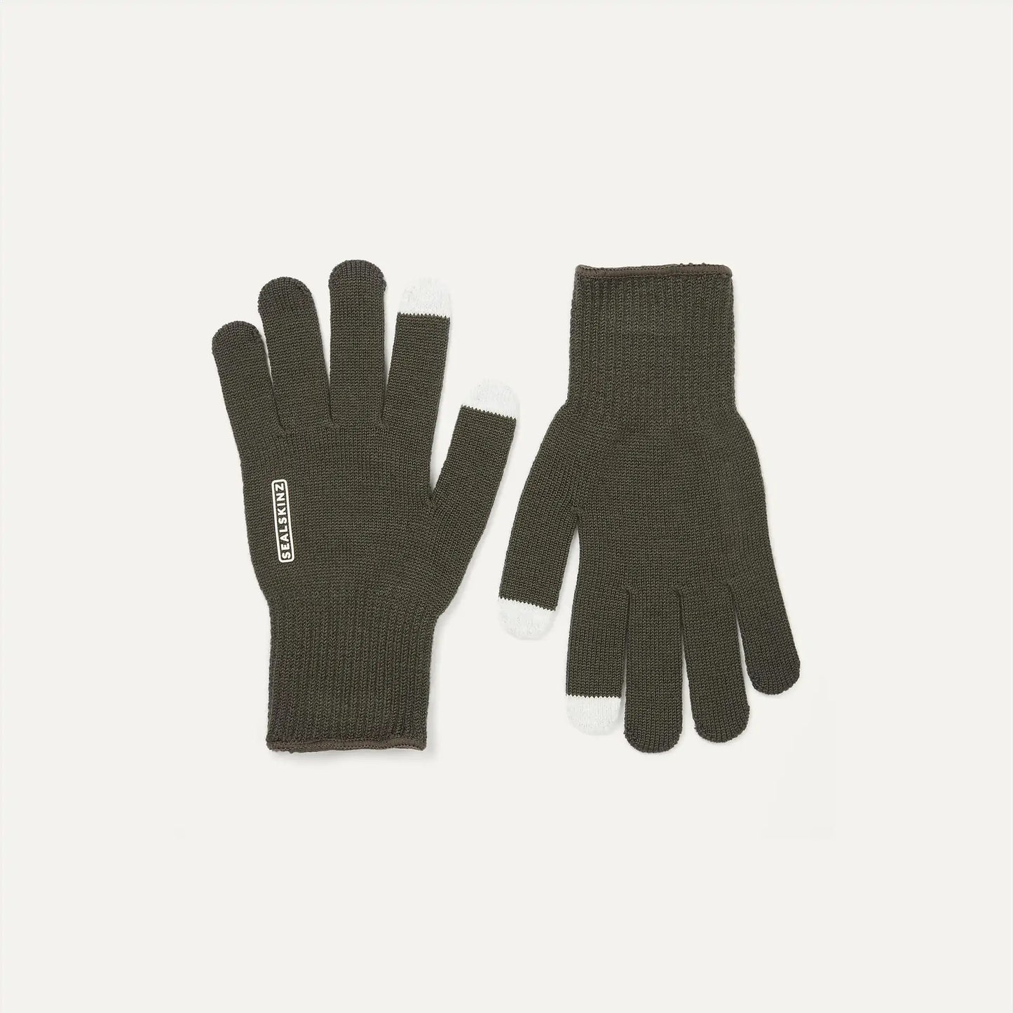 Sealskinz Hanworth Solo Merino Glove - Olive with white tips