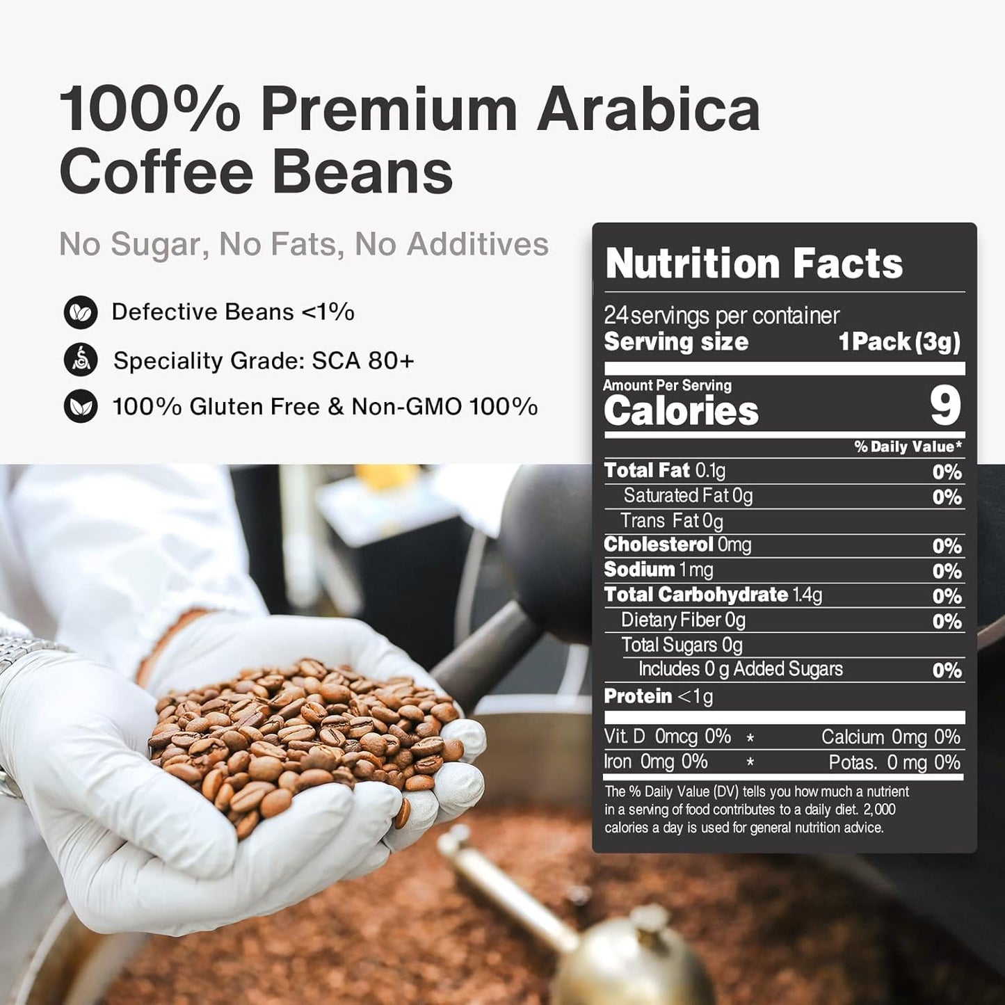 SATURNBIRD 100% Arabica Instant Hot/Cold Brew Coffee - Pack of 24 - NO.6 Extra Dark Roast