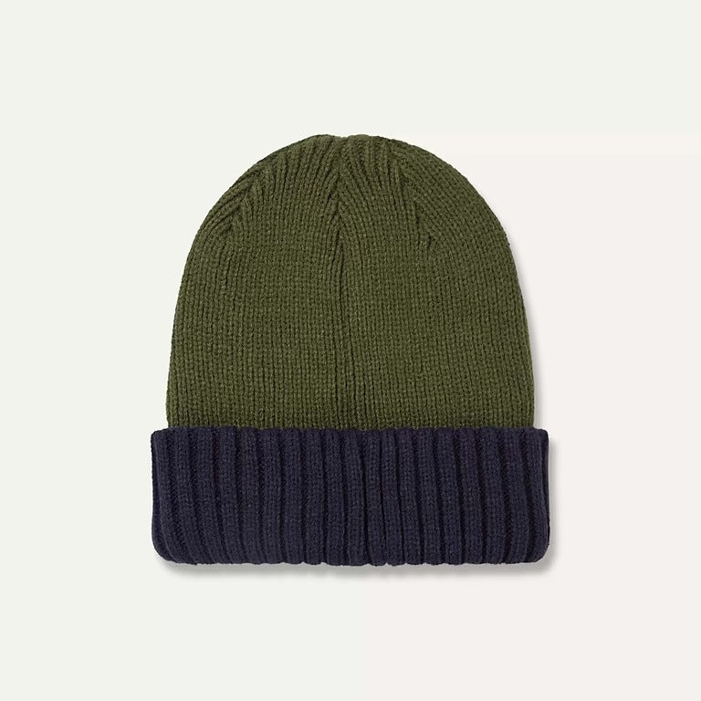 Sealskinz Bacton Waterproof Cold Weather Roll Cuff Beanie Hat - Olive/Navy