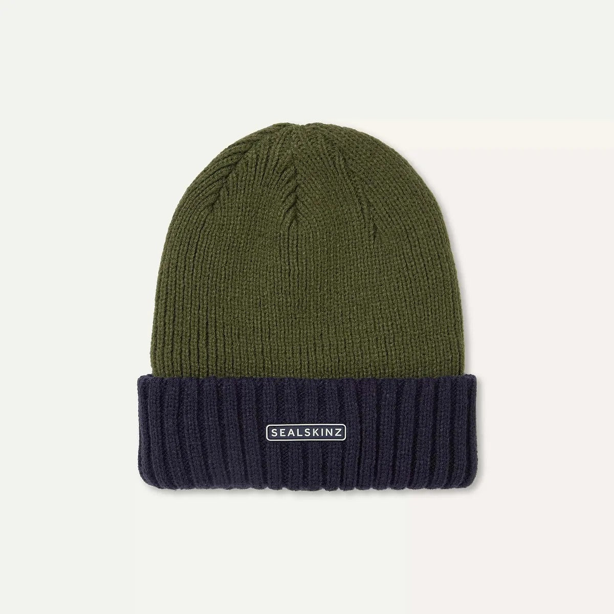Sealskinz Bacton Waterproof Cold Weather Roll Cuff Beanie Hat - Olive/Navy