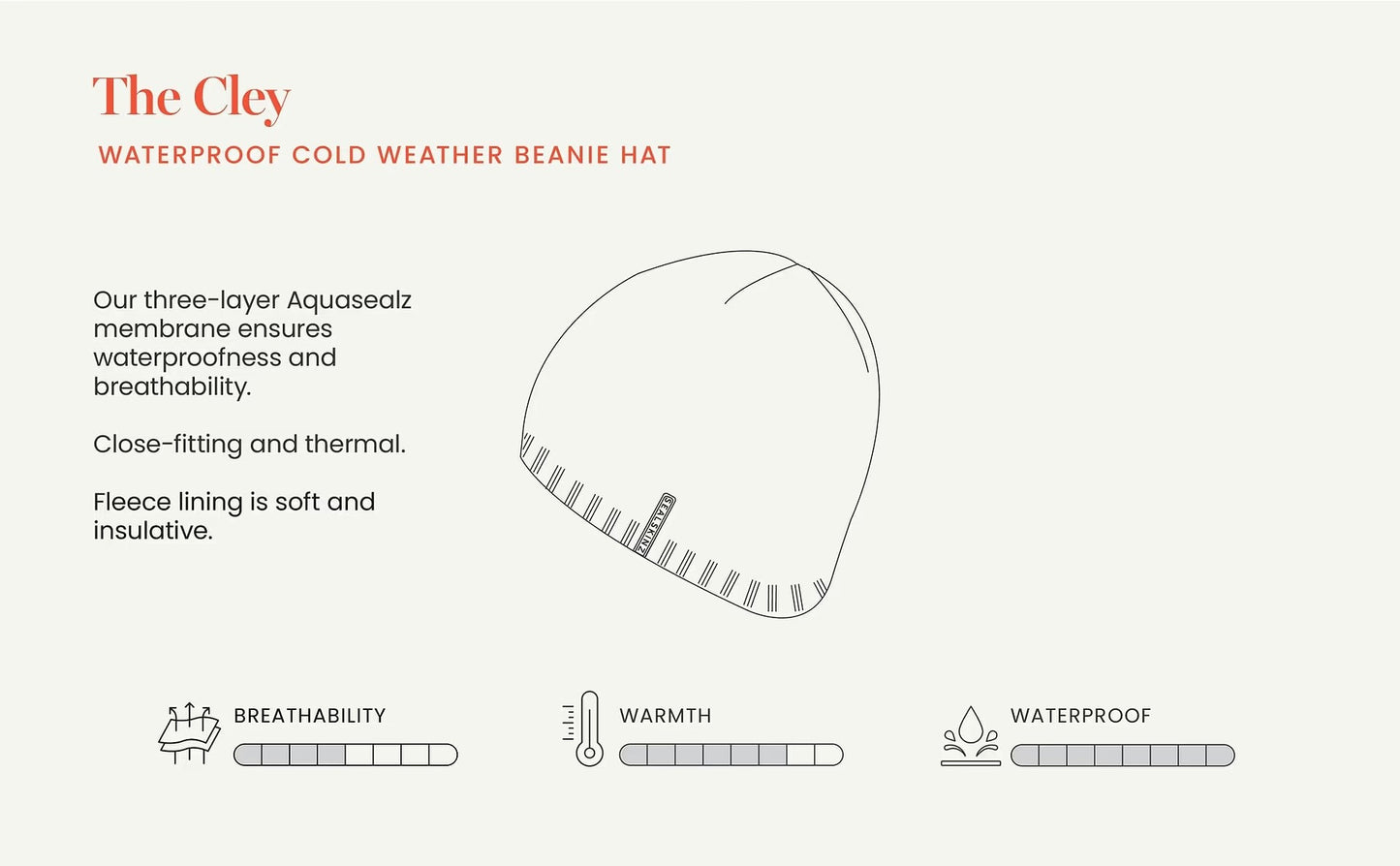 Sealskinz Cley Waterproof Cold Weather Beanie Hat - Grey