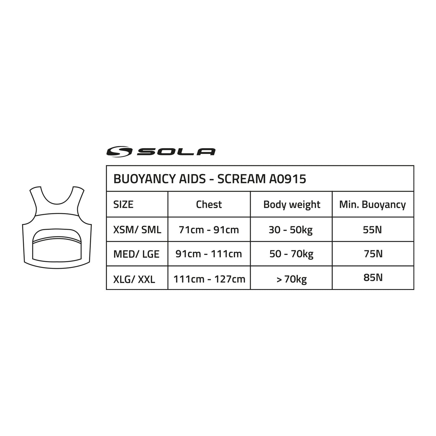 Sola Scream Overhead Buoyancy Aid Blue