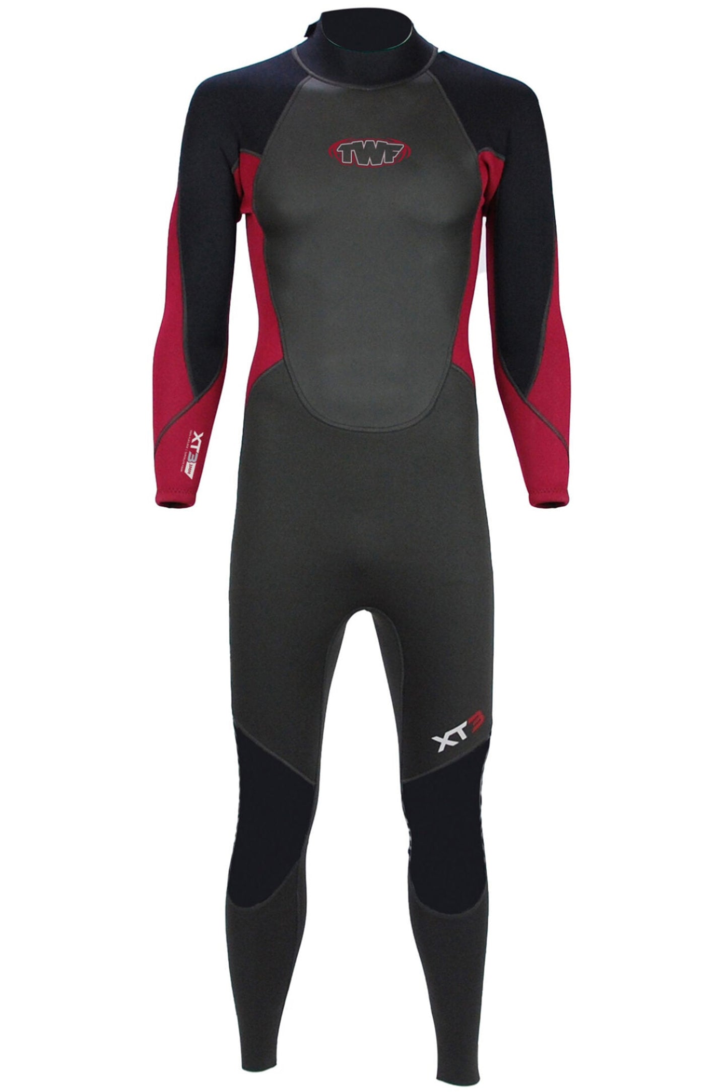 TWF Mens XT3 - Back Zip 3mm Fullsuit Wetsuit - Black/Red