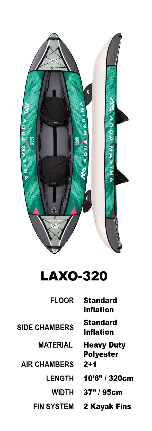 Aqua Marina Laxo 320 Inflatable Kayak Package for 1/2 People
