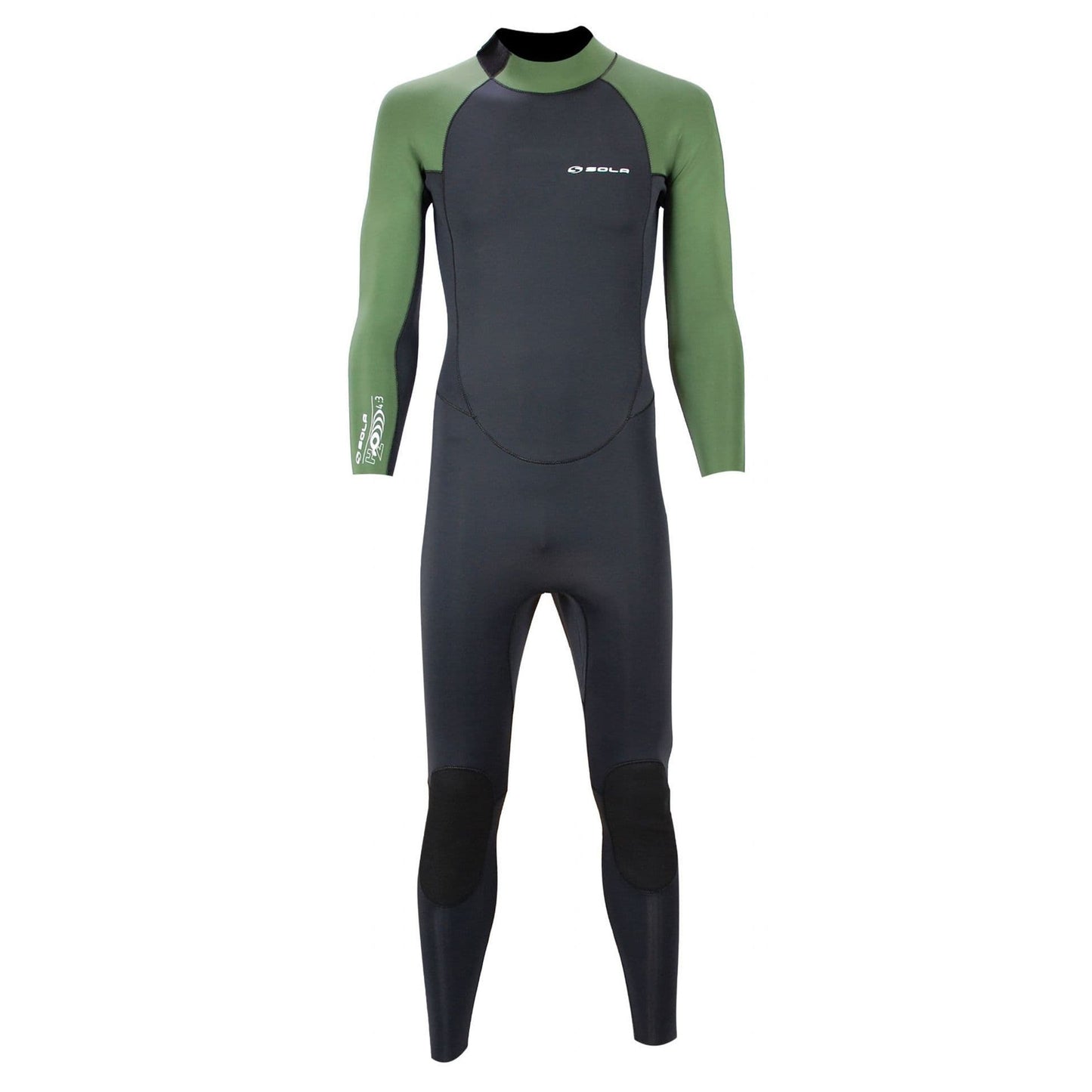 Sola Mens H2O - Back Zip 4/3mm Glued & Blind-Stitched Fullsuit Wetsuit - Olive/Black