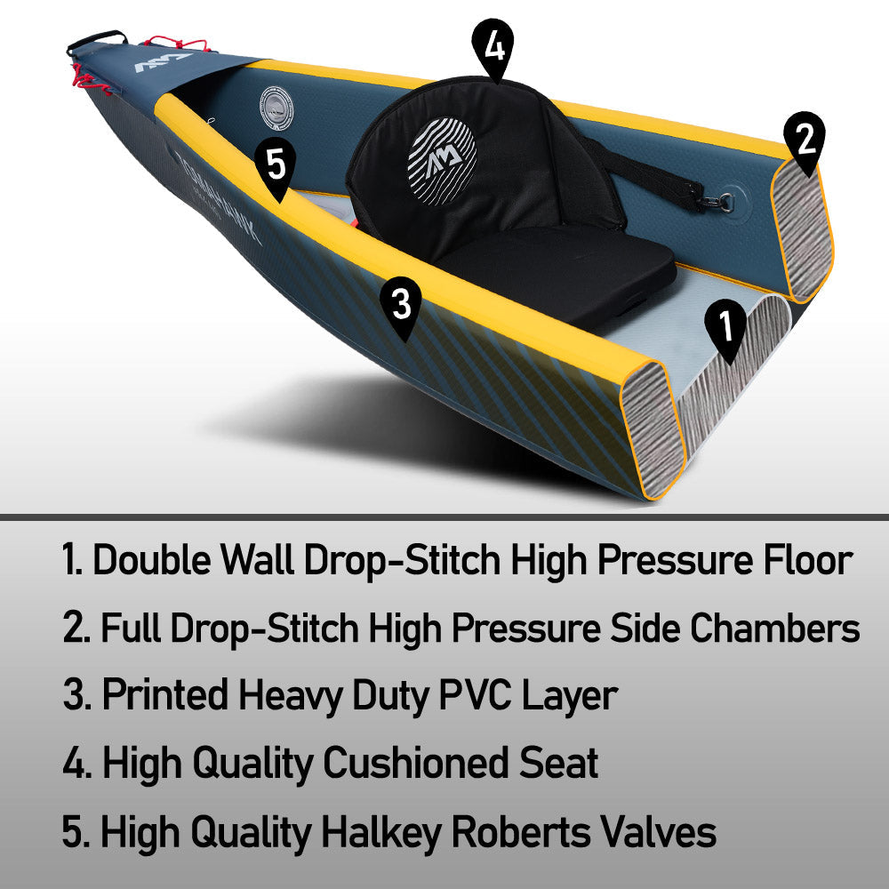 Aqua Marina Tomahawk Air-K 440 High Pressure Drop-Stitch Premium Inflatable Kayak