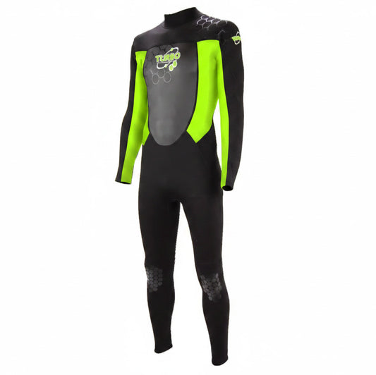 TWF Mens Turbo - Back Zip 2.5mm Fullsuit Wetsuit - Black/Green
