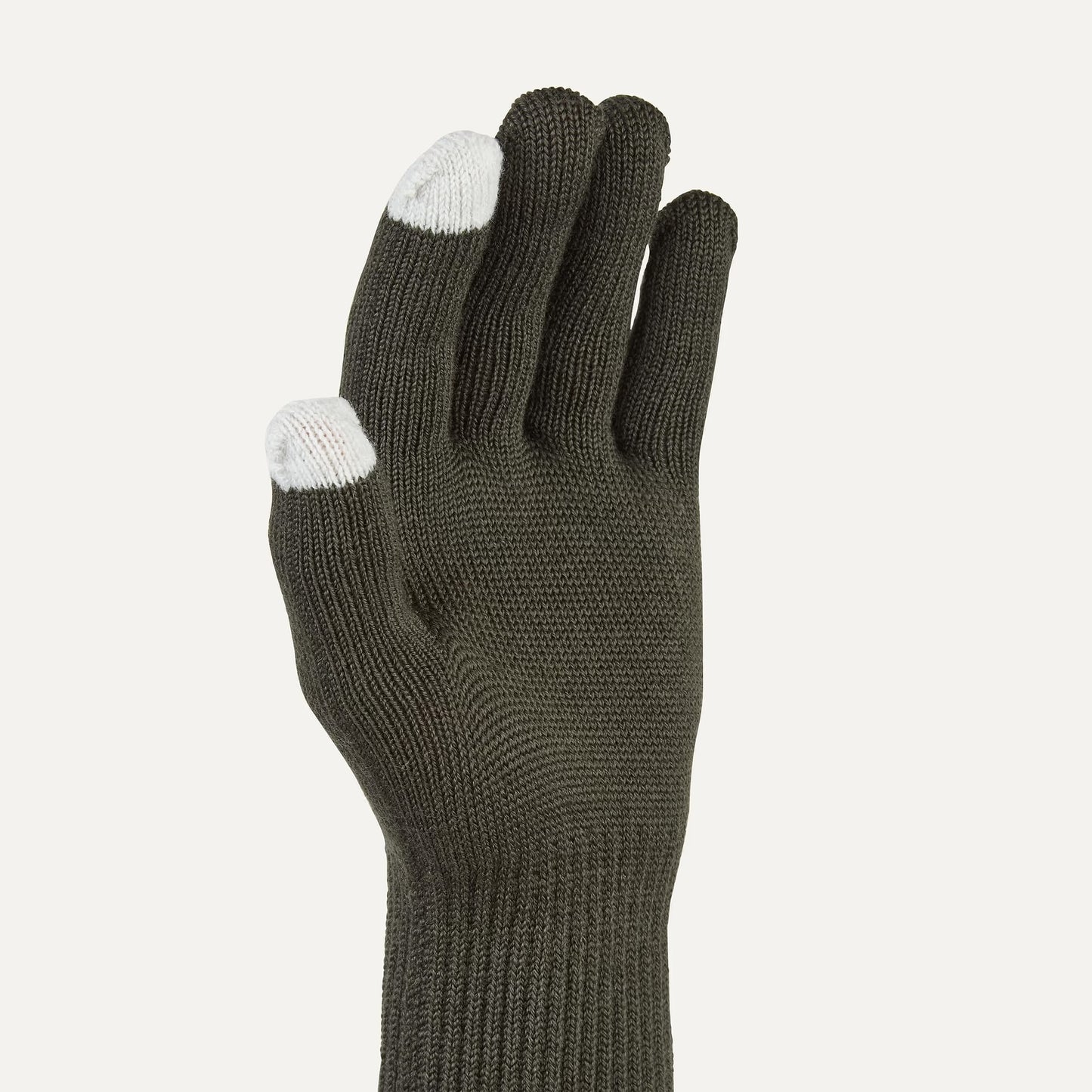 Sealskinz Hanworth Solo Merino Glove - Olive with white tips