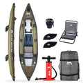 Aqua Marina Caliber 398 inflatable angling kayak 2027 package with fishing seat, cup holder, fins, pump and backpack