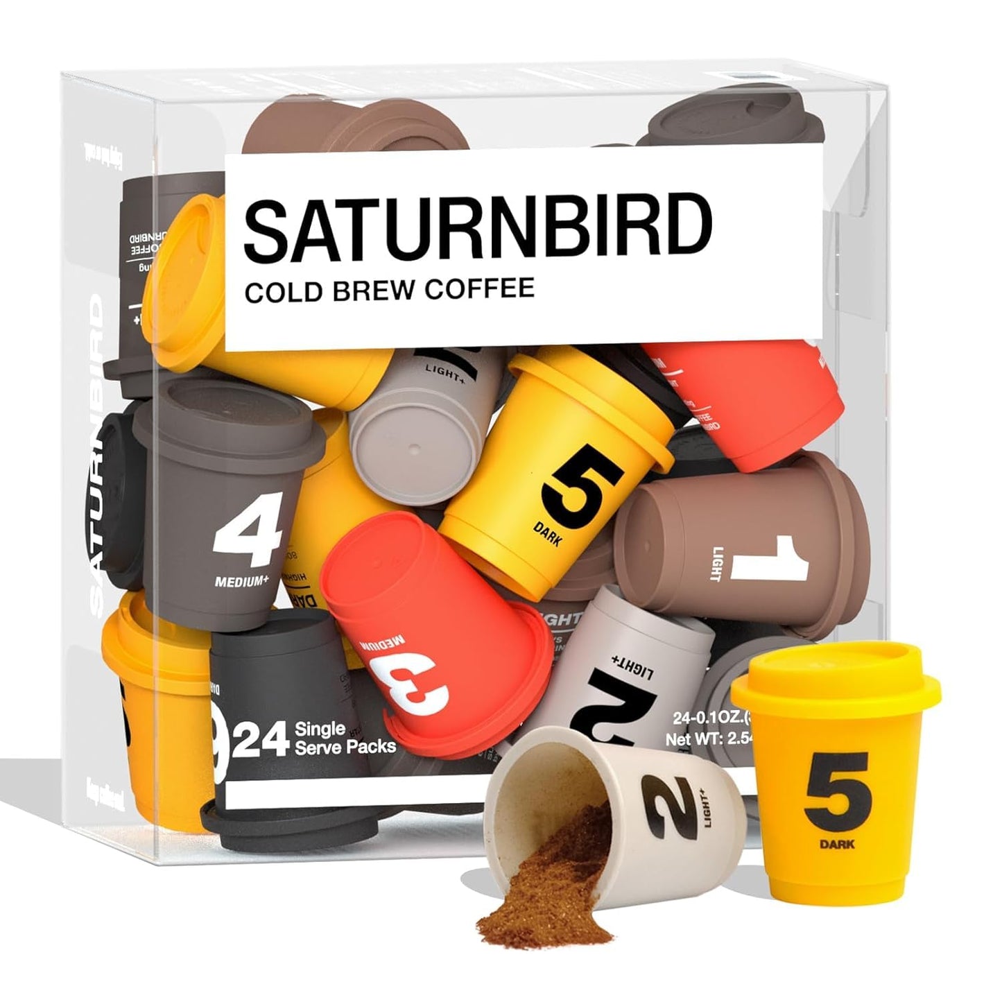 SATURNBIRD 100% Arabica Instant Hot/Cold Brew Coffee - Pack of 24 - 6 Flavors Variety NO.1 to NO.6