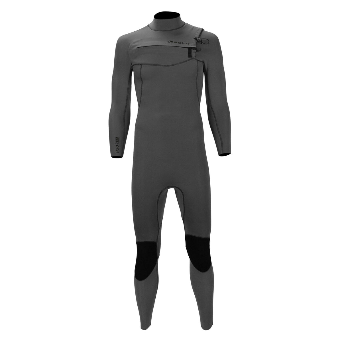 Sola Mens H2O - Back Zip 3/2mm Glued & Blind-Stitched Fullsuit Wetsuit - Shadow Grey