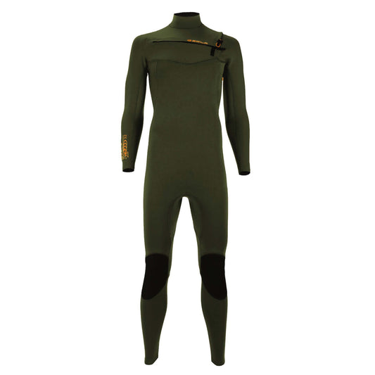 Sola Mens H2O - Front Zip 3/2mm Glued & Blind-Stitched Fullsuit Wetsuit - Olive Green