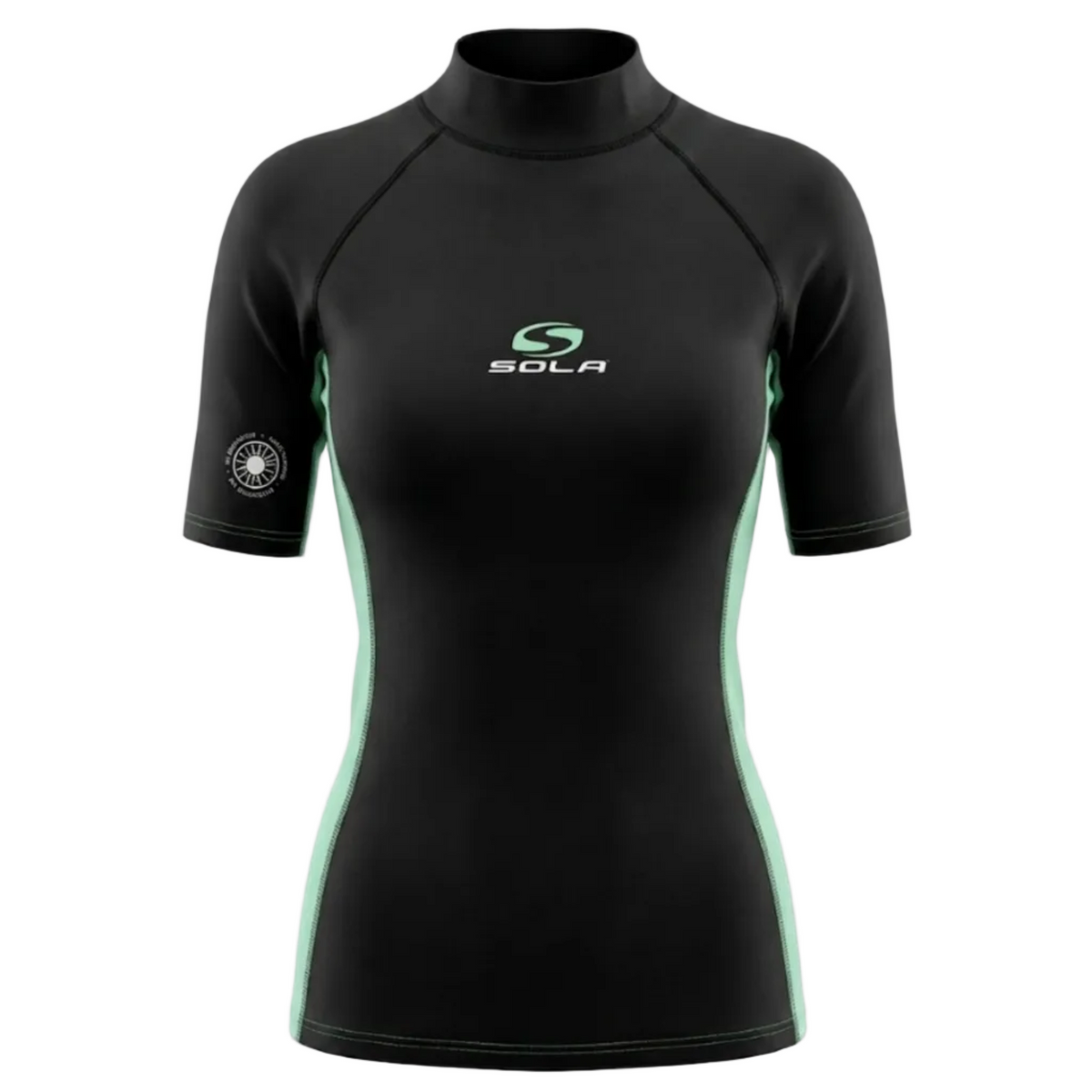 Sola Ladies Short Sleeve Rash Vest - Black/Mint