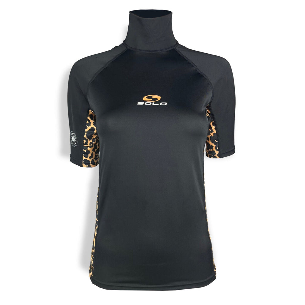 Sola Ladies Short Sleeve Rash Vest - Black/Jaguar