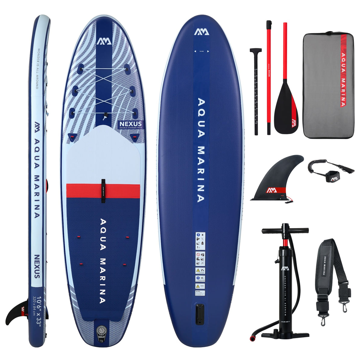 Aqua Marina Nexus 10'6" advanced all round inflatable paddleboard 2027 package with paddle, backpack, fin, leash, pump and carry strap