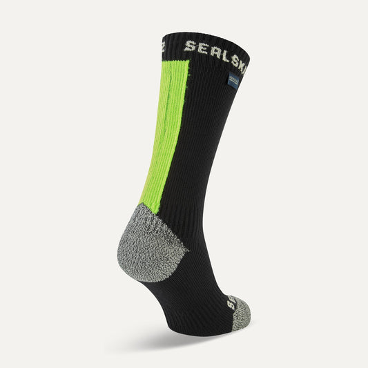 Briston Waterproof All Weather Mid Length Sock with Hydrostop™ - Black/Flo Yellow