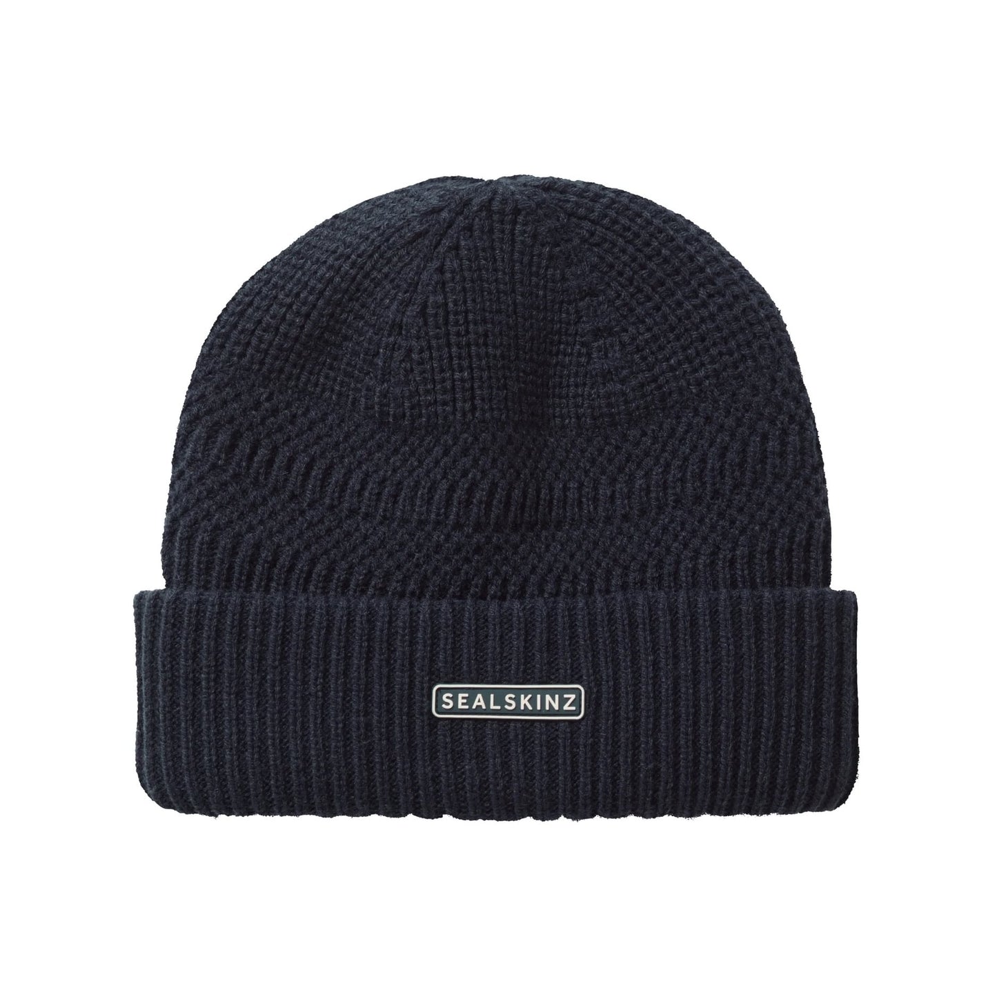 Sealskinz Gressenhall Waterproof Cold Weather Textured Stripe Roll Cuff Beanie - Navy