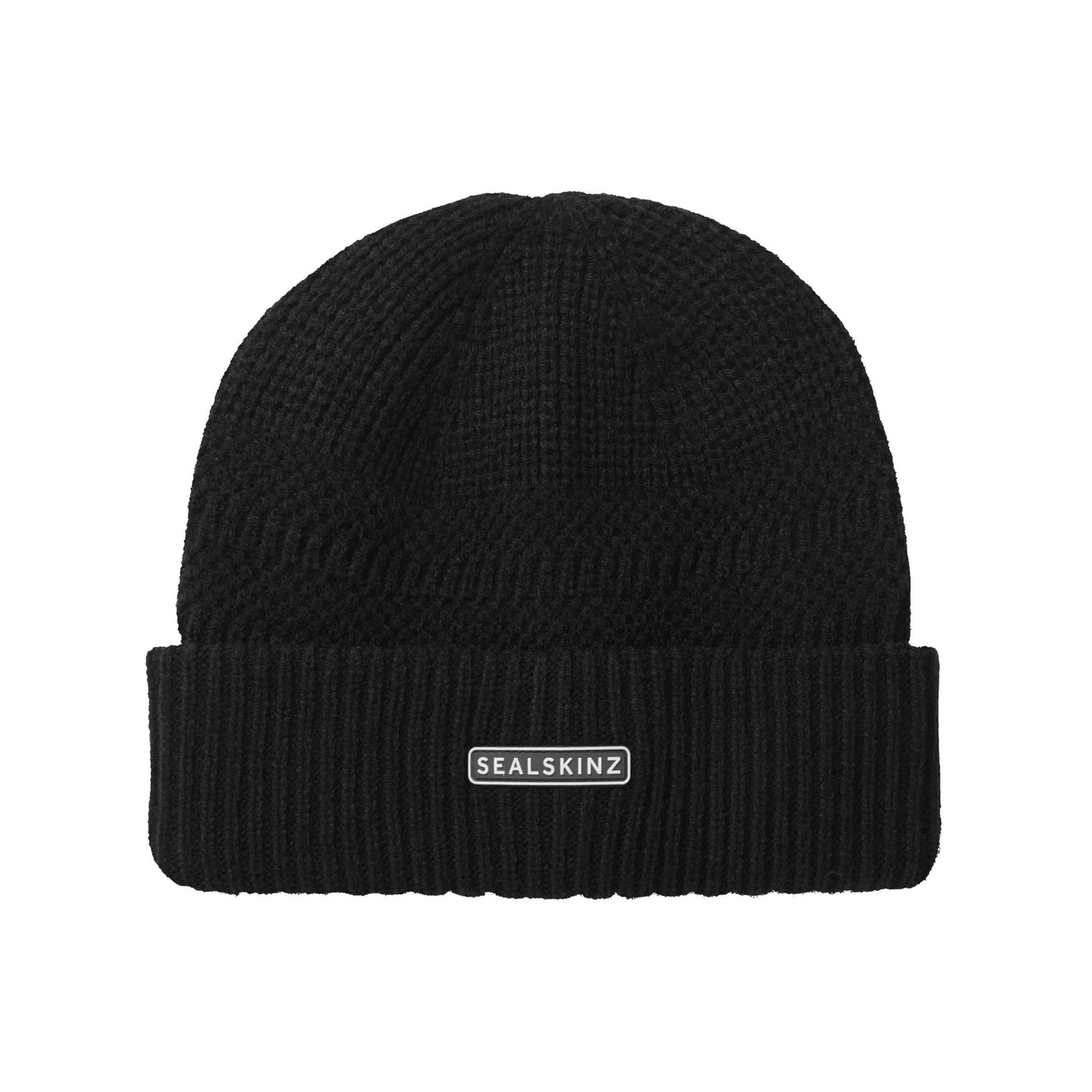Sealskinz Gressenhall Waterproof Cold Weather Textured Stripe Roll Cuff Beanie - Black