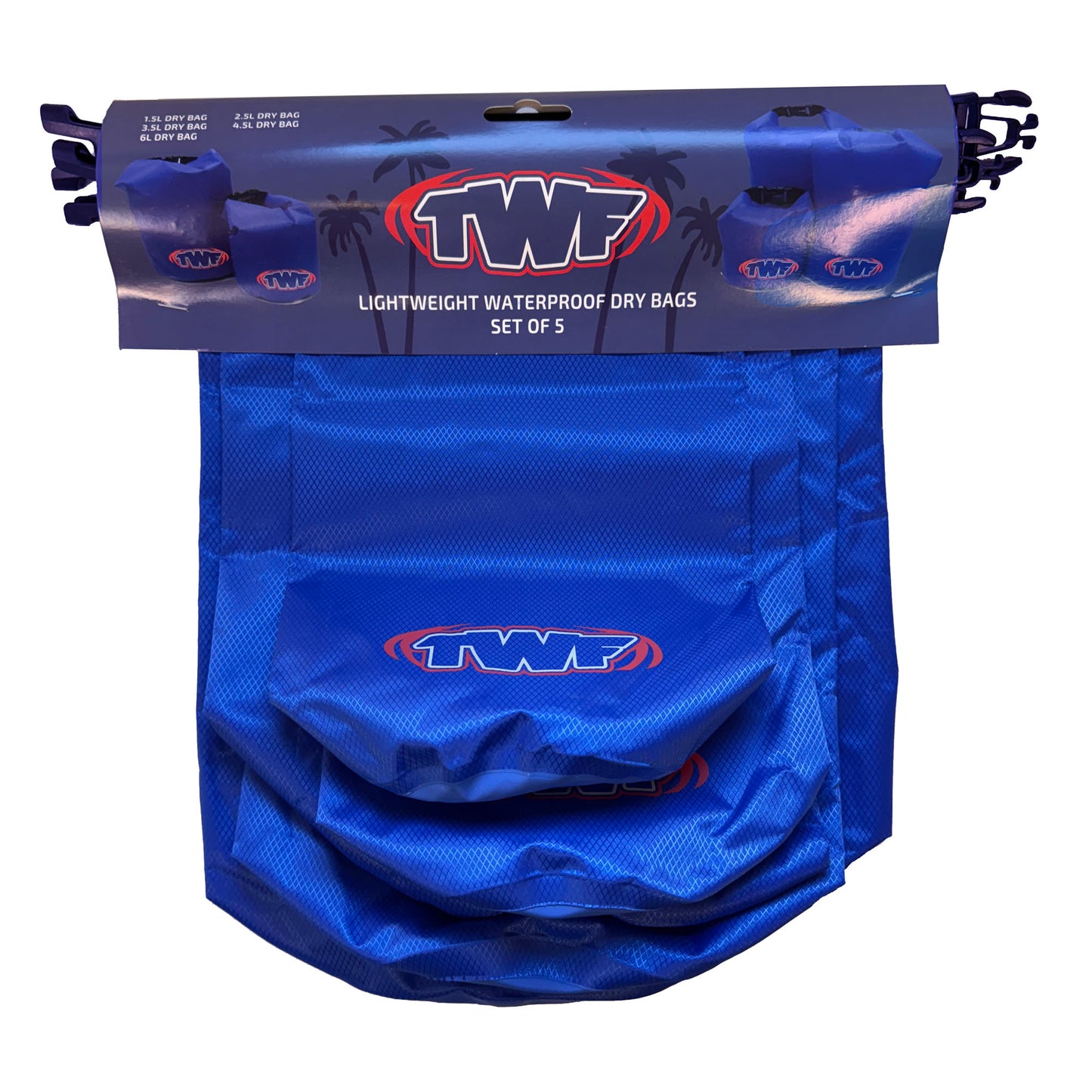 TWF Waterproof Dry Bag Set - 1.5L, 2.5L, 3.5L, 4.5L and 6L
