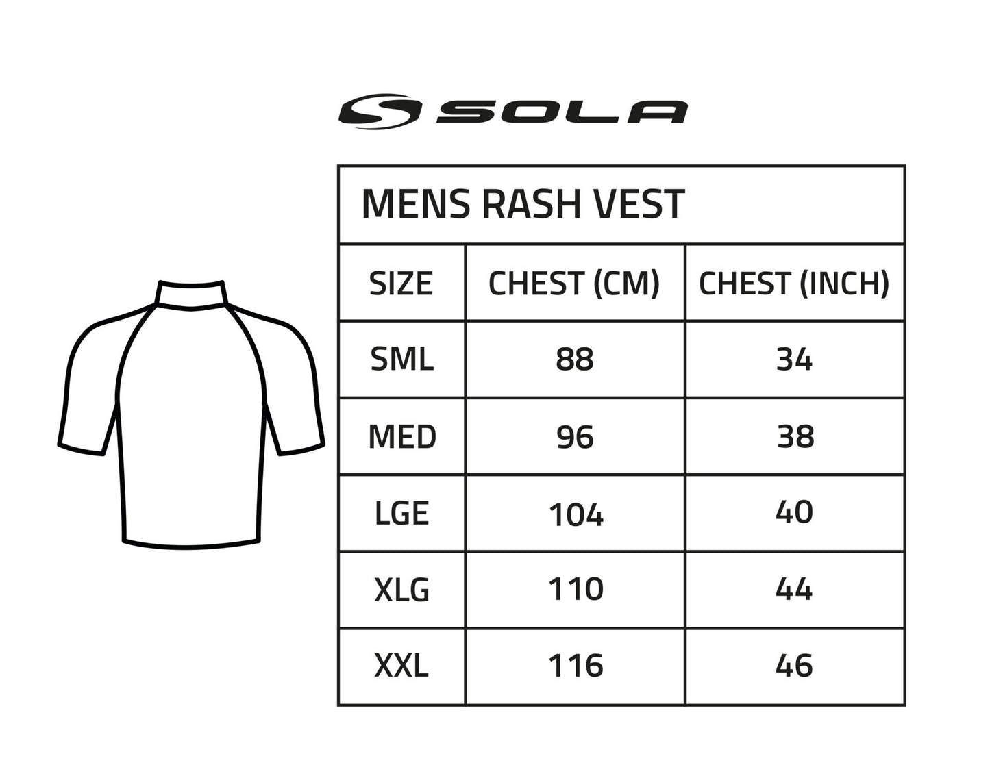 Sola Mens Short Sleeve Rash Vest Black