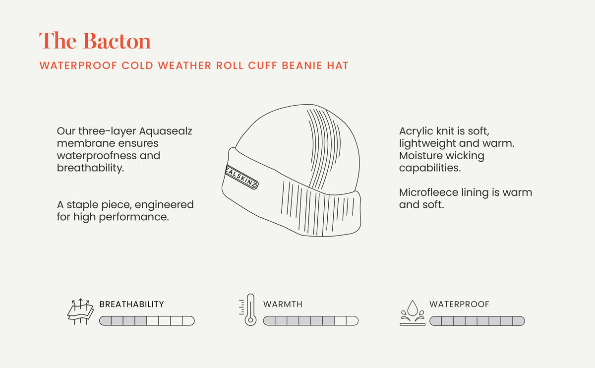 Sealskinz Bacton Waterproof Cold Weather Roll Cuff Beanie Hat - Red