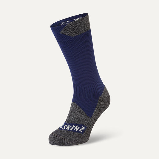 Raynham Waterproof All Weather Mid Length Sock - Navy/Grey Marl