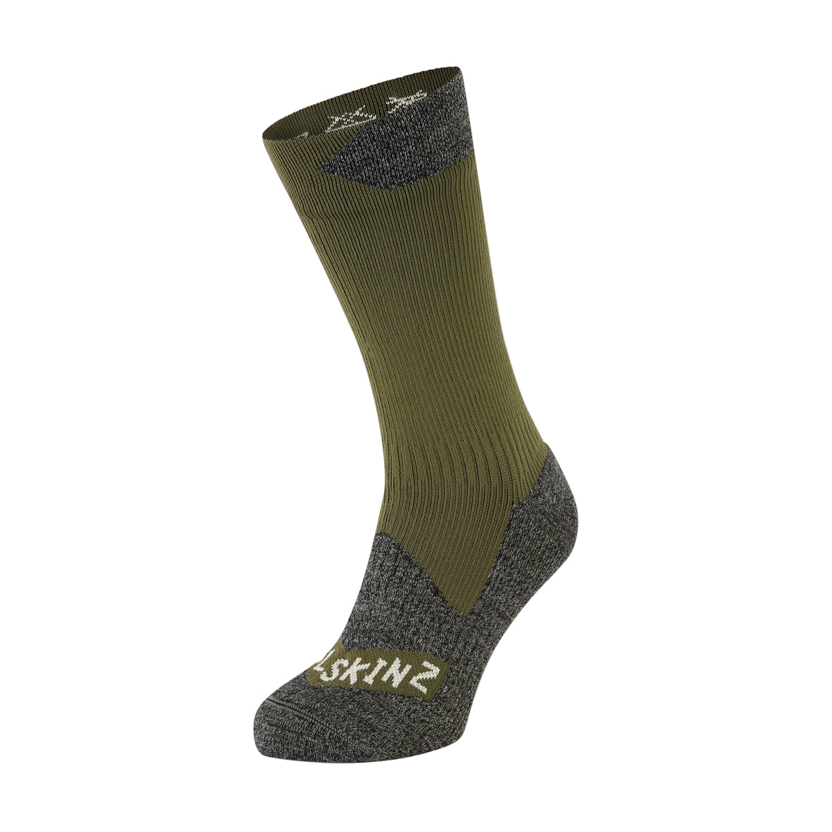 Raynham Waterproof All Weather Mid Length Sock - Olive/Grey Marl