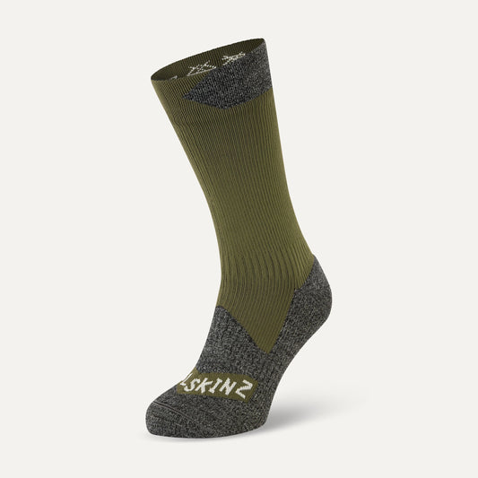 Raynham Waterproof All Weather Mid Length Sock - Olive/Grey Marl