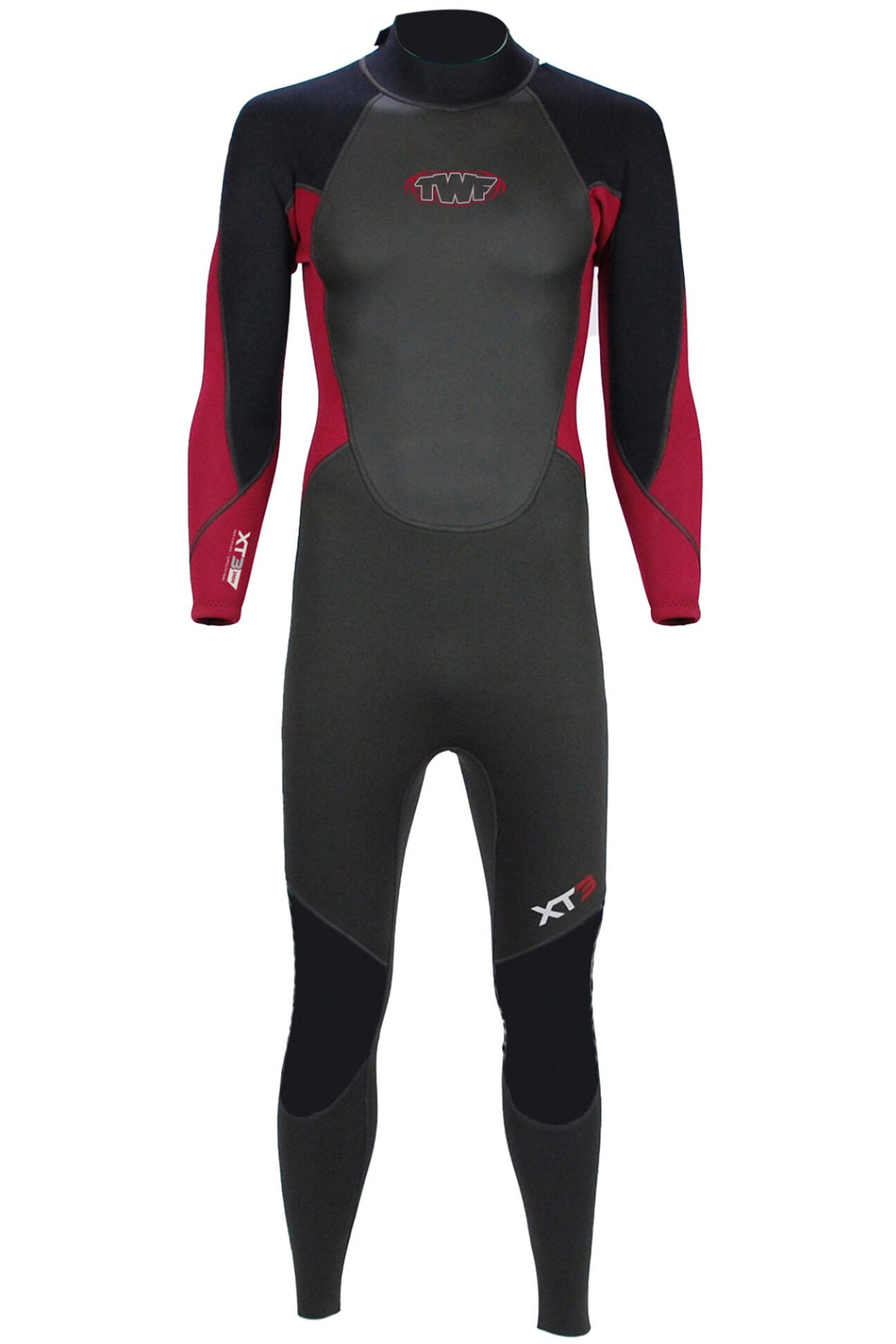 TWF Mens XT3 - Back Zip 3mm Fullsuit Wetsuit - Black/Red
