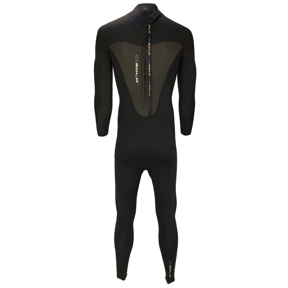 Sola Mens Fusion - Back Zip 3/2mm Fullsuit Wetsuit - Black/Black