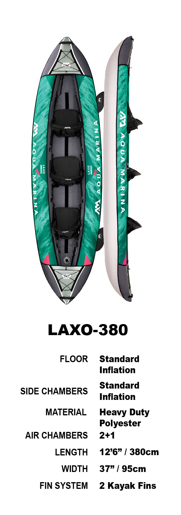 Aqua Marina Laxo 380 Inflatable Kayak Package for 2/3 People