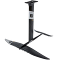 A black hydrofoil assembly with a tall vertical stabilizer, horizontal stabilizer, and wing, shown on a plain white background. The vertical stabilizer has a white label with the text 'NSP' and 'Mangust' in smaller text, and the wing has 'NSP' printed on it.