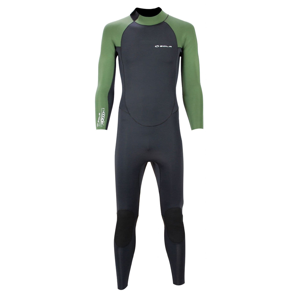 Sola Mens H2O - Back Zip 4/3mm Glued & Blind-Stitched Fullsuit Wetsuit - Olive/Black