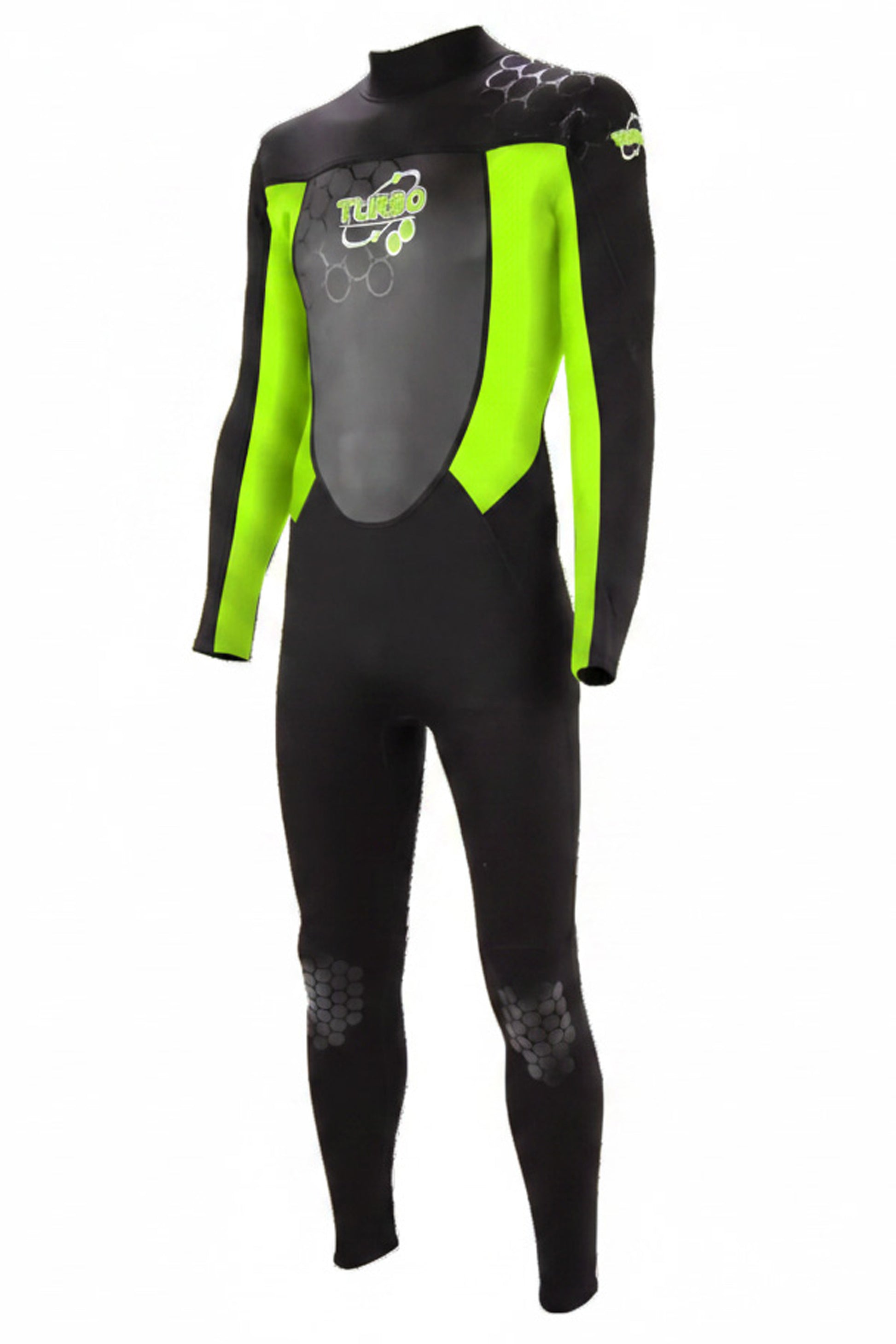 TWF Mens Turbo - Back Zip 2.5mm Fullsuit Wetsuit - Black/Green