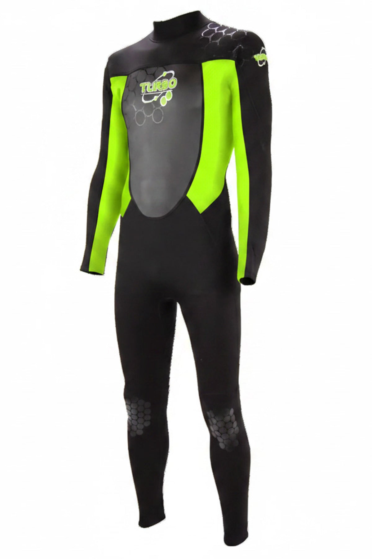 TWF Mens Turbo - Back Zip 2.5mm Fullsuit Wetsuit - Black/Green